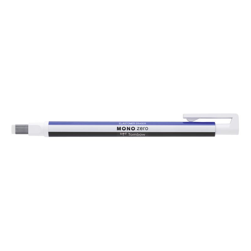 Erasers Tombow MONO Zero Refillable Eraser Pen Rectangular Tip White with White/Blue/Black Barrel