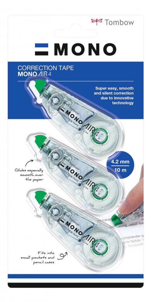 Tombow MONO Air Correction Tape Roller 4.2mmx10m White (Pack 2 + 1 Free) - CT-CA4-3P Tombow MONO Air Correction Tape Roller 4.2mmx10m White (Pack 2 + 1 Free) - CT-CA4-3P