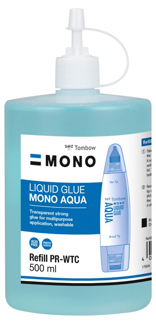 Tombow MONO Aqua PT-WTC Liquid Glue Refill Transparent 500ml