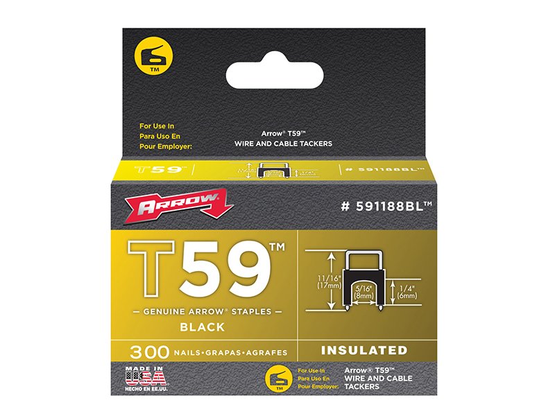 ARR T59 INSULATED STAPLES BLACK 6 X 8MM
