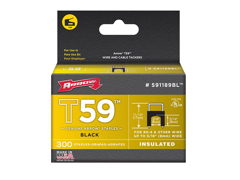 ARR T59 INSULATED STAPLES BLACK 8 X 8MM