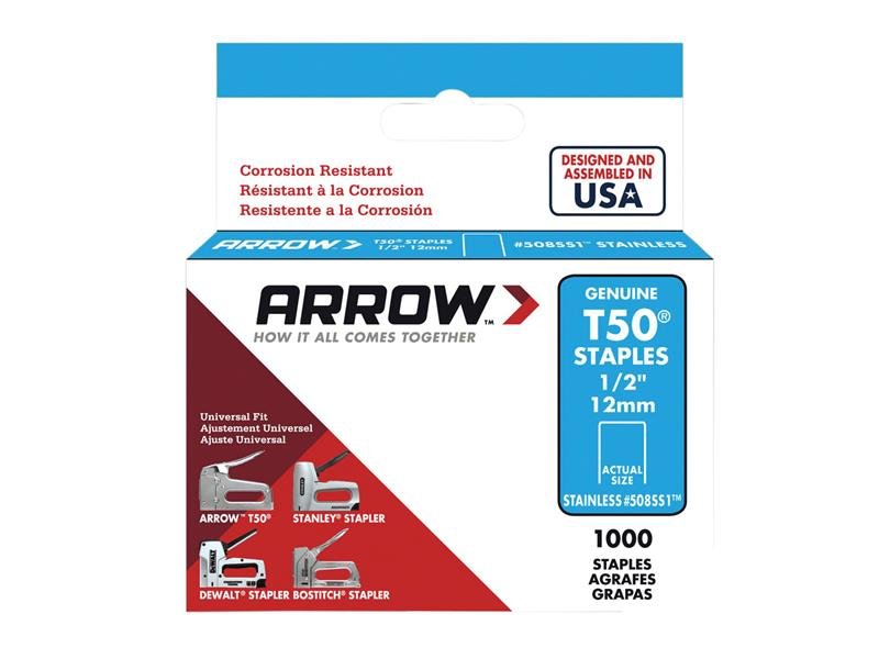 ARR T50 STAPLES STAINLESS STEEL 508SS 12