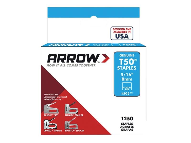 ARR T50 STAPLES 8MM (5/16IN) (BOX 1250)