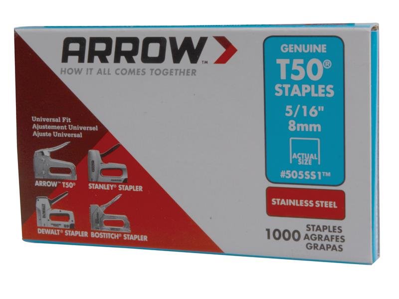 ARR T50 STAPLES STAINLESS STEEL 505SS 8M