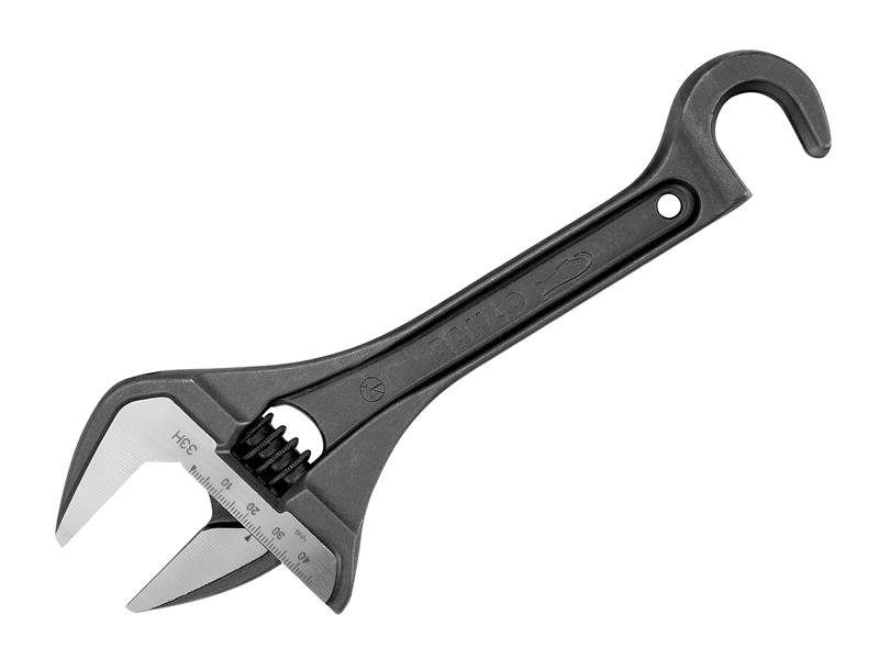 BAH WIDE JAW ADJUSTABLE WRENCH WITH HOOK