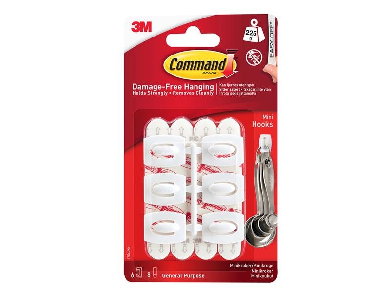 COM WHITE MINI HOOKS (PACK 6)