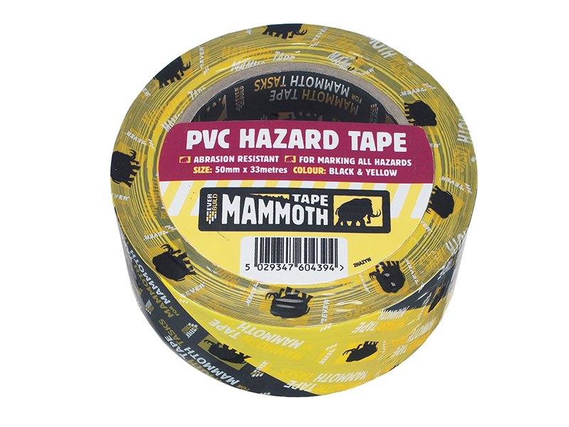 EVB PVC HAZARD TAPE BLACK / YELLOW 50MM