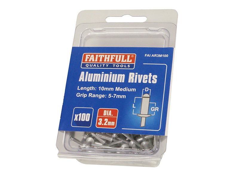 FAI ALUMINIUM RIVETS 3.2 X 10MM MEDIUM P
