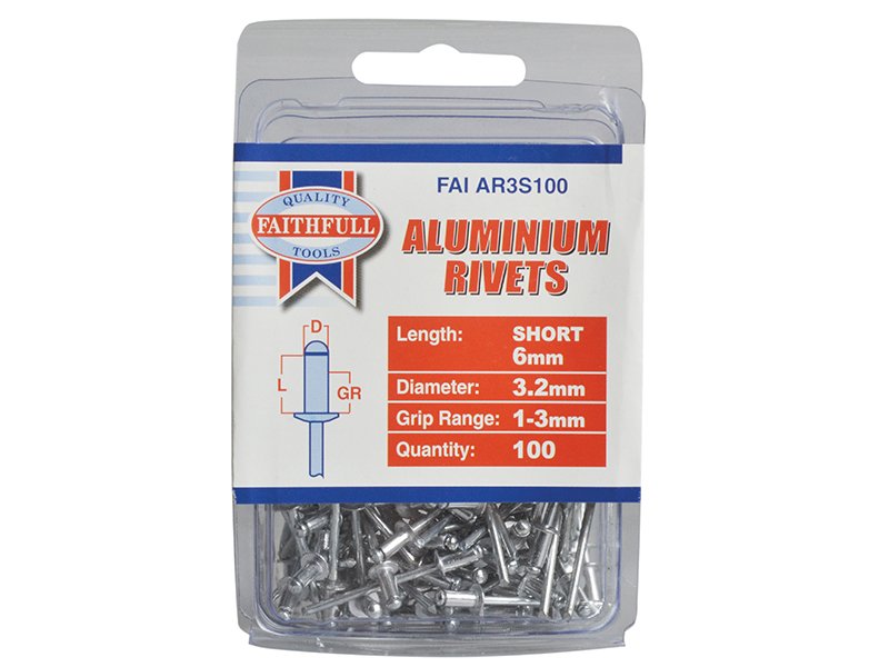 FAI ALUMINIUM RIVETS 3.2 X 6MM SHORT PRE