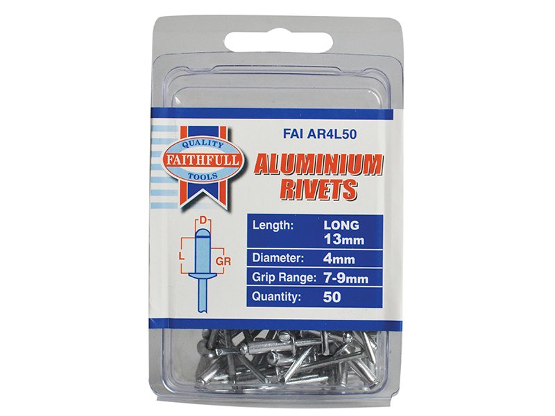FAI ALUMINIUM RIVETS 4 X 13MM LONG PRE-P