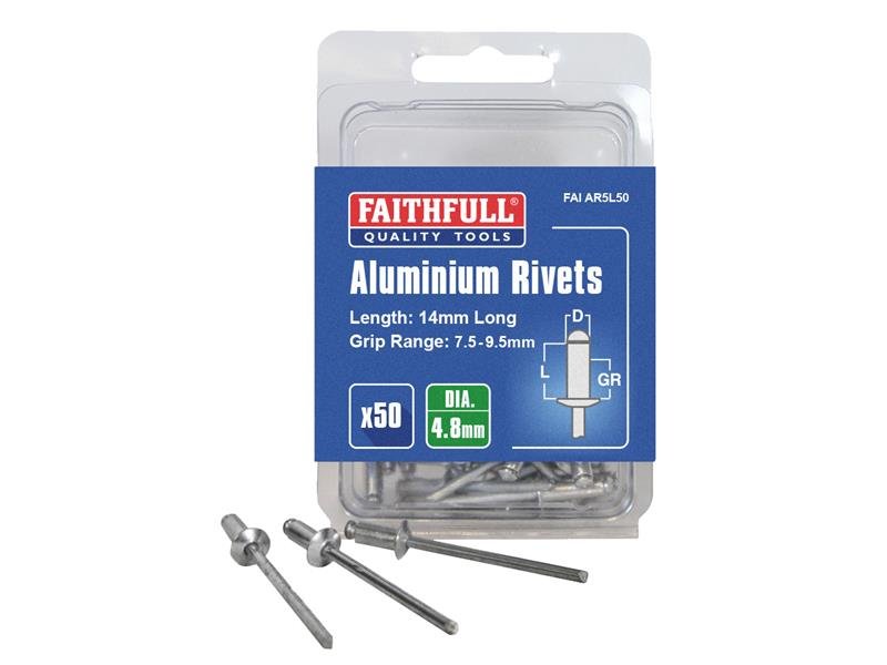 FAI ALUMINIUM RIVETS 4.8 X 14MM LONG PRE