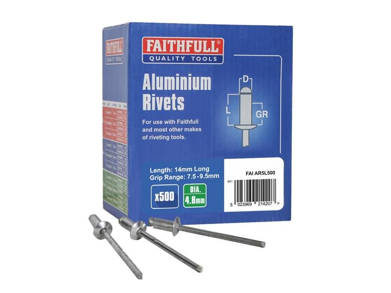FAI ALUMINIUM RIVETS 4.8 X 14MM LONG BUL