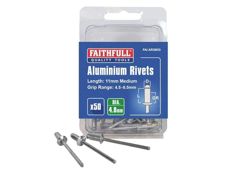 FAI ALUMINIUM RIVETS 4.8 X 11MM MEDIUM P
