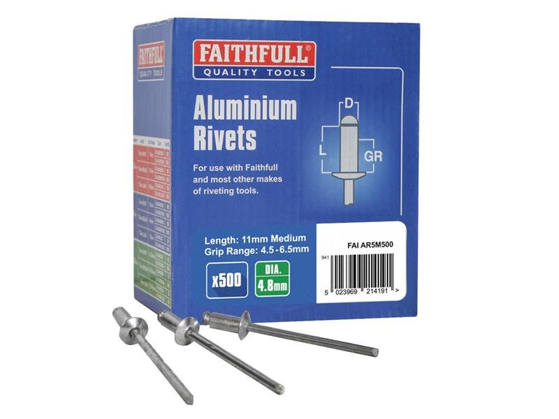 FAI ALUMINIUM RIVETS 4.8 X 11MM MEDIUM B