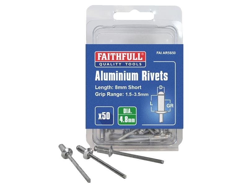 FAI ALUMINIUM RIVETS 4.8 X 8MM SHORT PRE