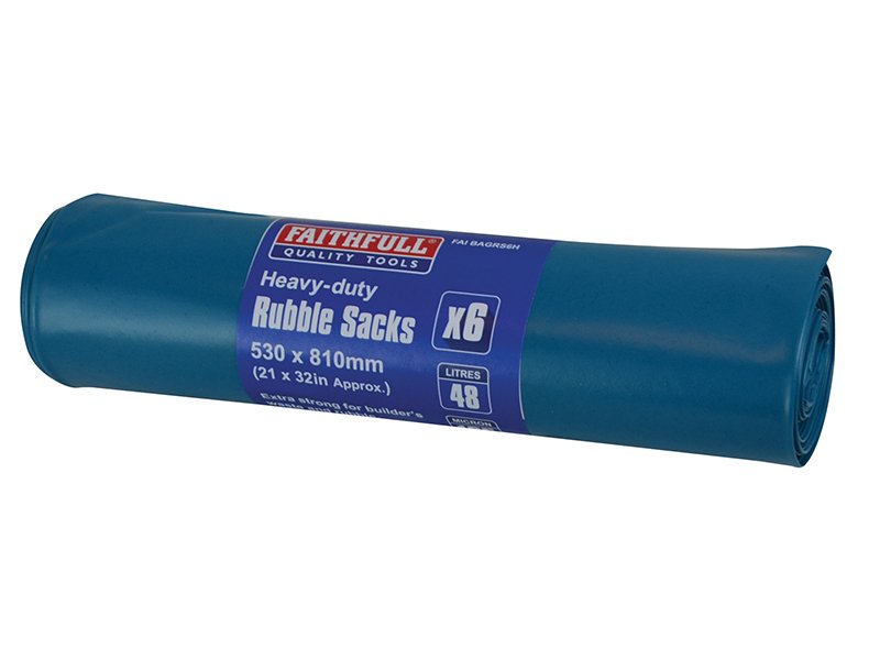 FAI BLUE HEAVY-DUTY RUBBLE SACKS (ROLL 6