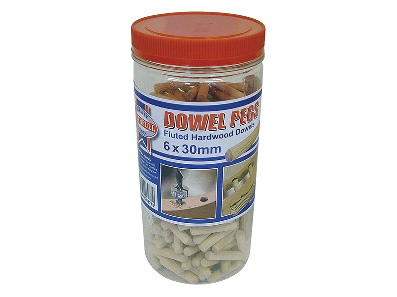 FAI WOOD DOWELS FLUTED 30 X 6MM (TUB 300