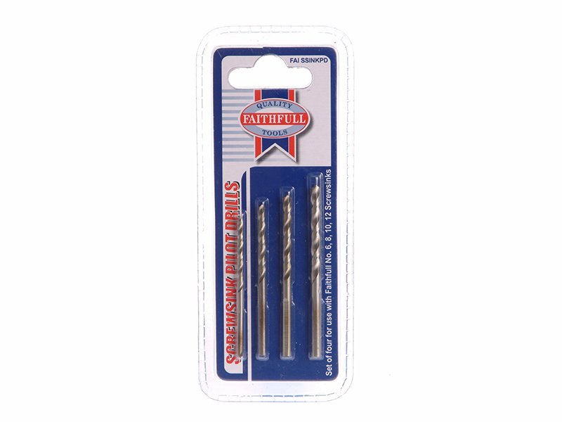 FAI SCREWSINK PILOT DRILL SET, 4 PIECE