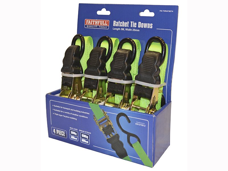 FAI RATCHET TIE-DOWNS 5M X 25MM GREEN 4