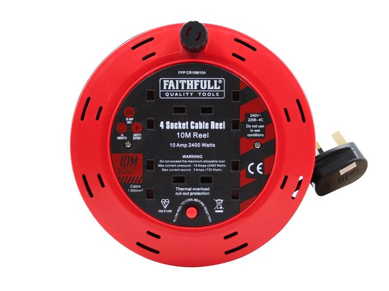 FPP CABLE REEL 240V 10A 4-SOCKET 10M