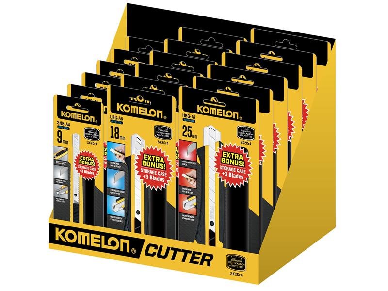 KOM SNAP-OFF KNIFE CDU, 18 PIECE