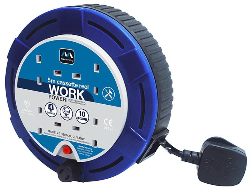 MST CASSETTE REEL 4 GANG 10A 5M BLUE SCT