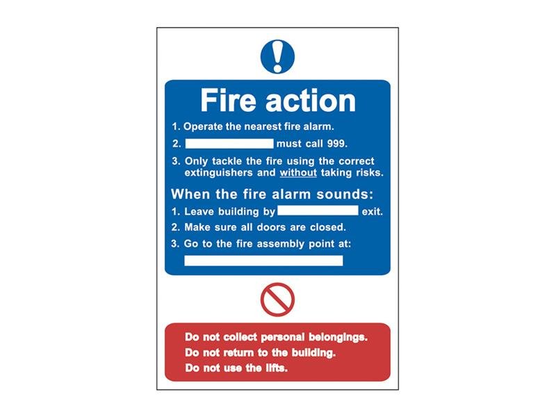 SCA FIRE ACTION PROCEDURE - PVC SIGN 200