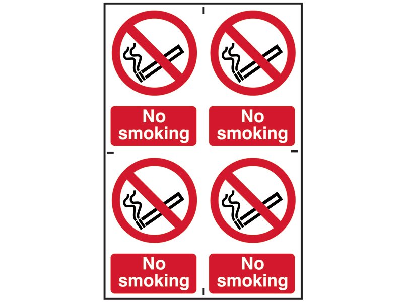SCA NO SMOKING - 4 PVC SIGNS 100 X 150MM