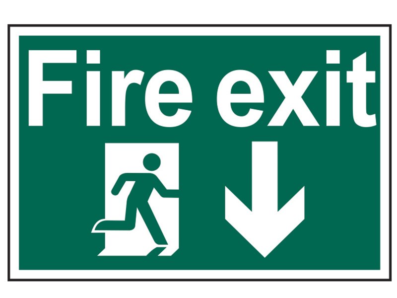 SCA FIRE EXIT RUNNING MAN ARROW DOWN - P
