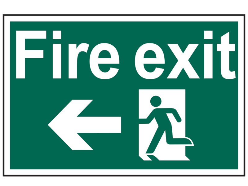 SCA FIRE EXIT RUNNING MAN ARROW LEFT - P