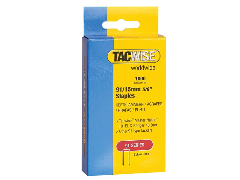 TAC 91 NARROW CROWN STAPLES 15MM - ELECT