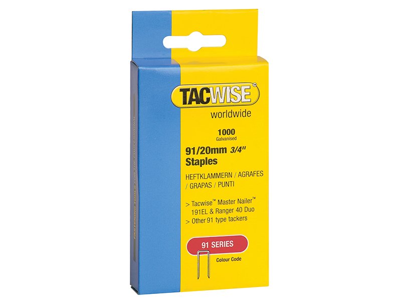 TAC 91 NARROW CROWN STAPLES 20MM - ELECT