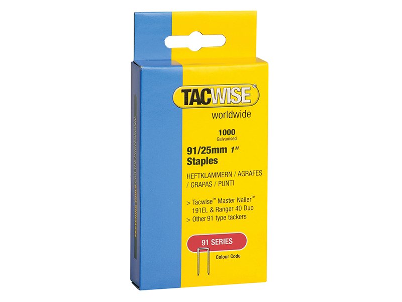 TAC 91 NARROW CROWN STAPLES 25MM - ELECT
