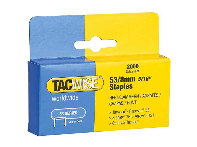 TAC 53 LIGHT-DUTY STAPLES 8MM (TYPE JT21