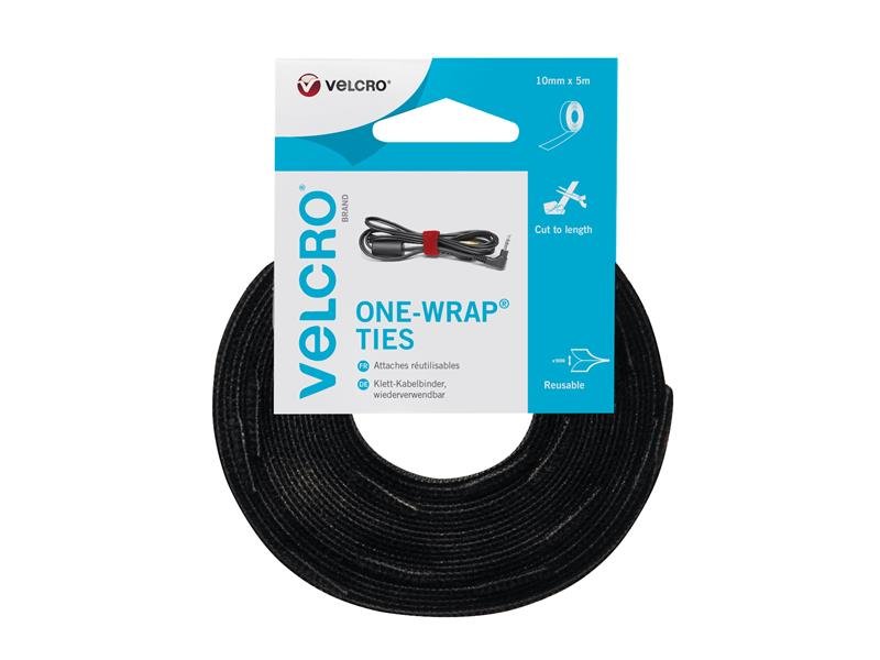 VEL REUSABLE TIES 10MM X 5M BLACK 60253