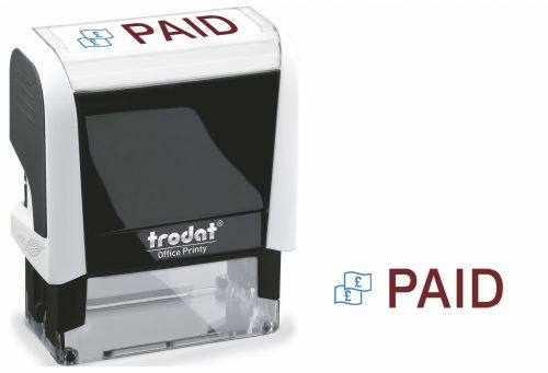 Trodat+Office+Printy+Stamp+Self-inking+PAID+46x16mm+Reinkable+Red+and+Blue+Ref+77302