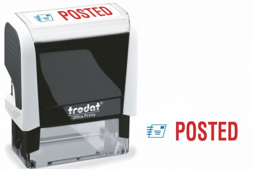Trodat+Office+Printy+Stamp+Self-inking+POSTED+46x16mm+Reinkable+Red+and+Blue+Ref+77303