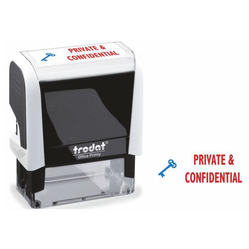 Stamps Trodat Office Printy 4912 Self Inking Word Stamp PRIVATE AND CONFIDENTIAL 46x18mm Blue/Red Ink