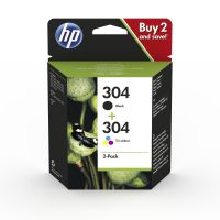 HP 304 (Yield: 120 Pages Black/Yield: 100 Pages Tri-colour) Black/Tri-color Original Ink Cartridges
