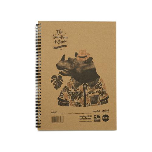 Spiral Note Books Save The Rhino Recycled Twinwire Hardback Notebook A4 160 Pages (Pack 5) SRTWA4