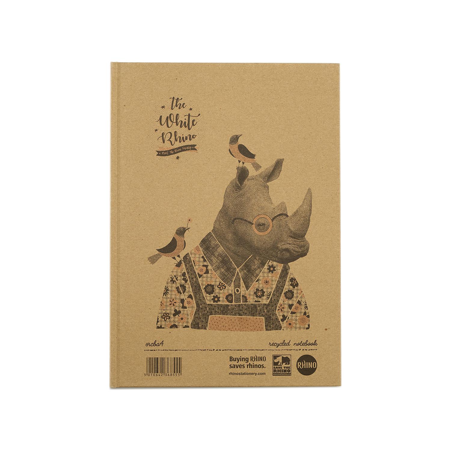 Save The Rhino Recycled Casebound Notebook 160 Pages (Pack 5) SRCBA4