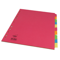 Concord Bright A4 10-Part Subject Dividers (1 Set of 10) 50899 Concord Bright A4 10-Part Subject Dividers (1 Set of 10) 50899