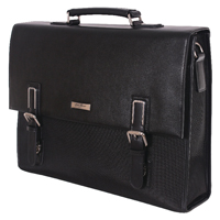 Gino Ferrari Platinum Saturn Flapover Briefcase With Leather Trim GFE012