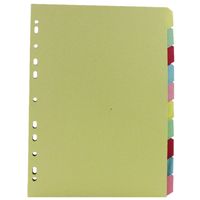 Multicoloured A4 10 Part Divider WX26082 Multicoloured A4 10 Part Divider WX26082