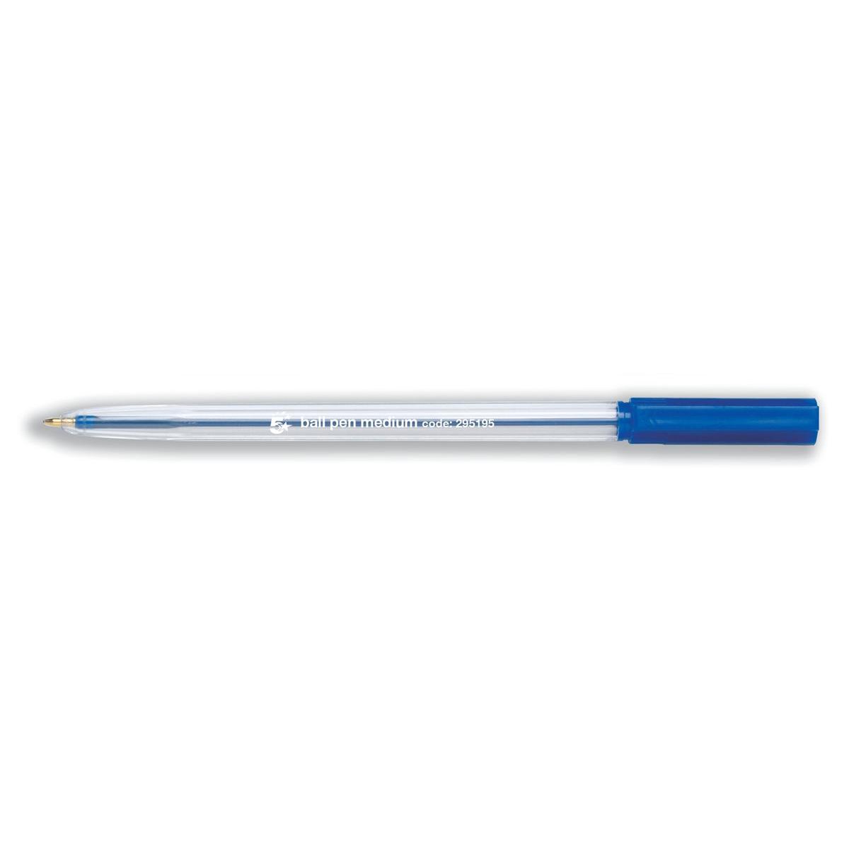 BALL PEN MEDIUM 1MM TIP BLUE PK50