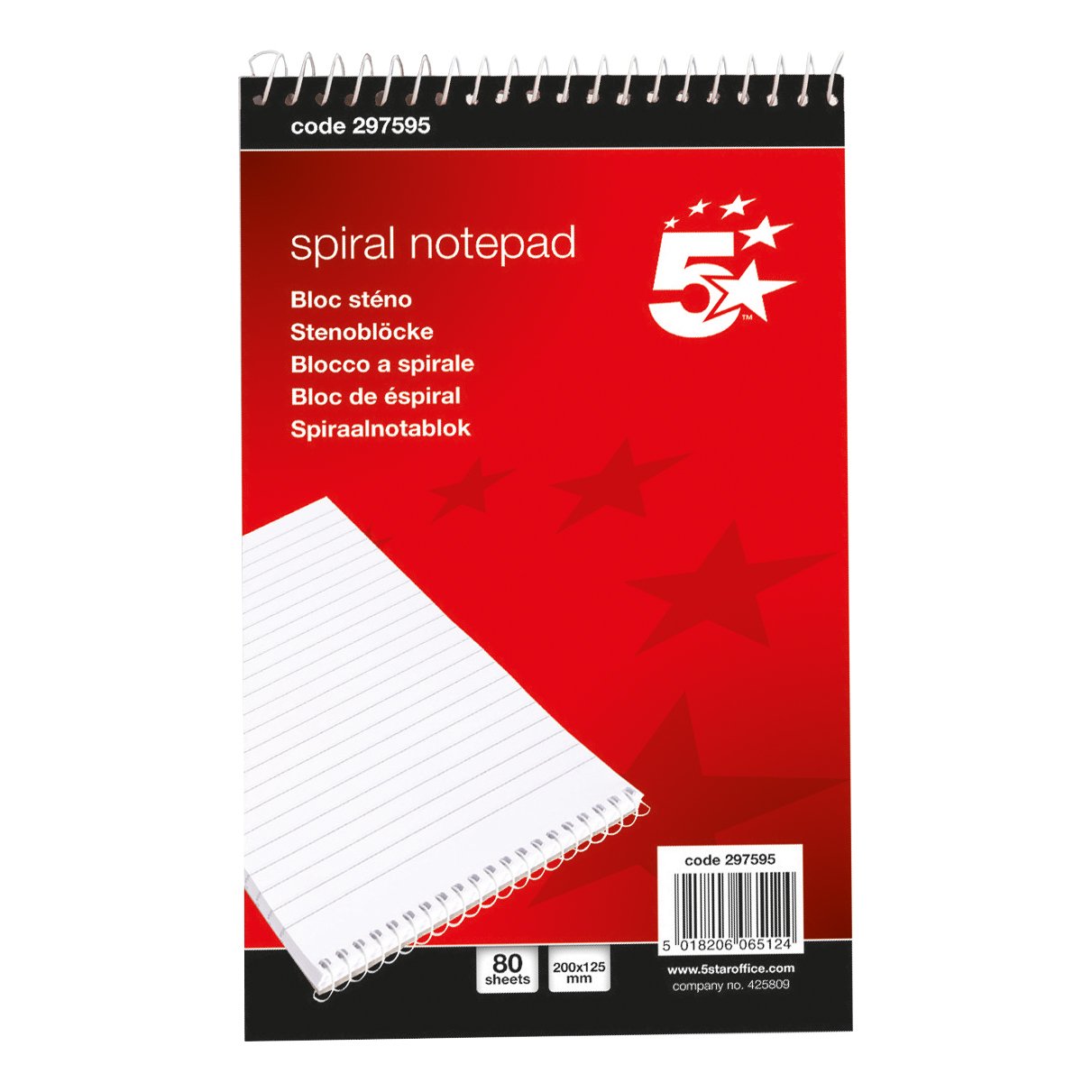 SPRL SHAND NOTEBOOK RLD RED/WHT PK10