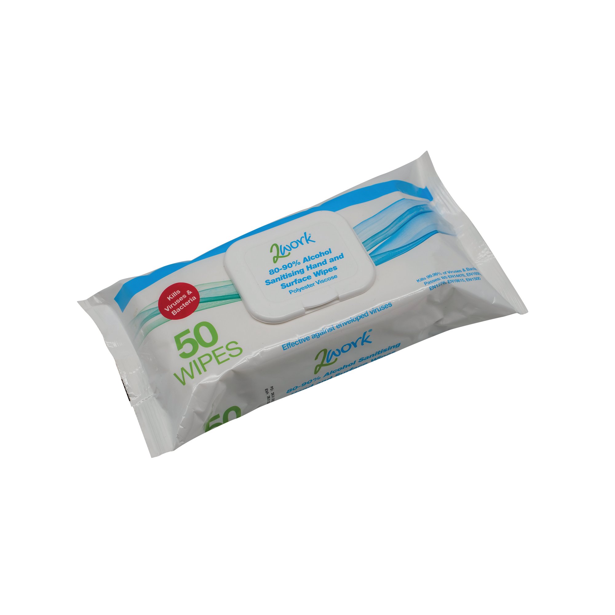 2WORK ANTL ALCOHOL HAND WIPES PK50