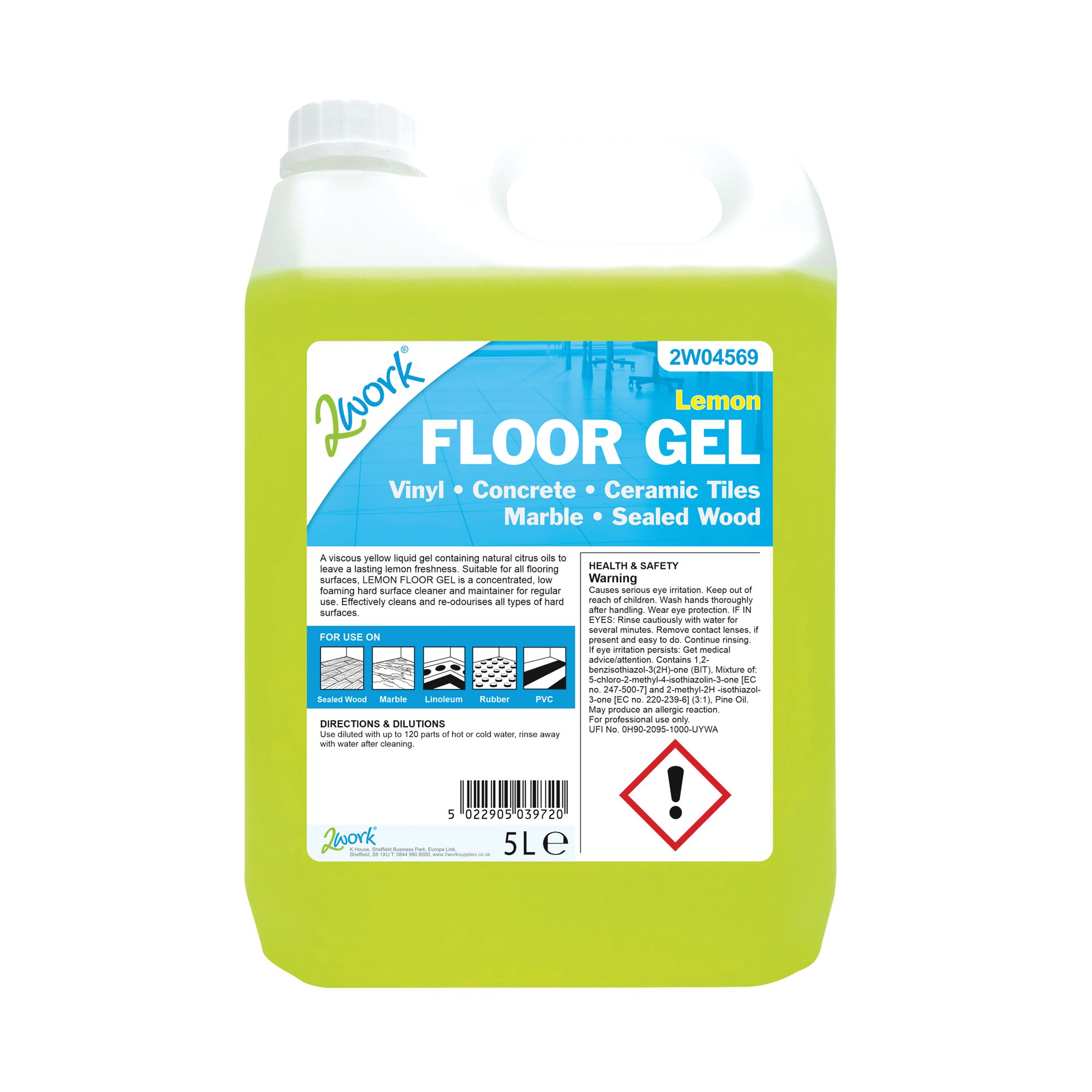 2WORK LEMON FLOOR GEL 5 LITRE