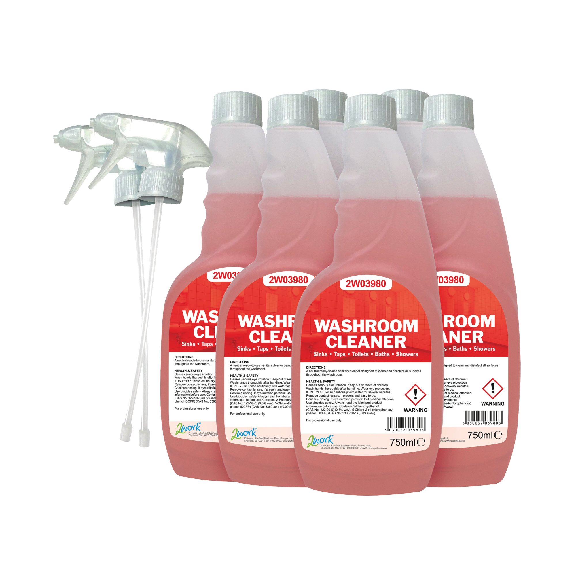 2WORK WASHROOM CLEANER 750ML PK6