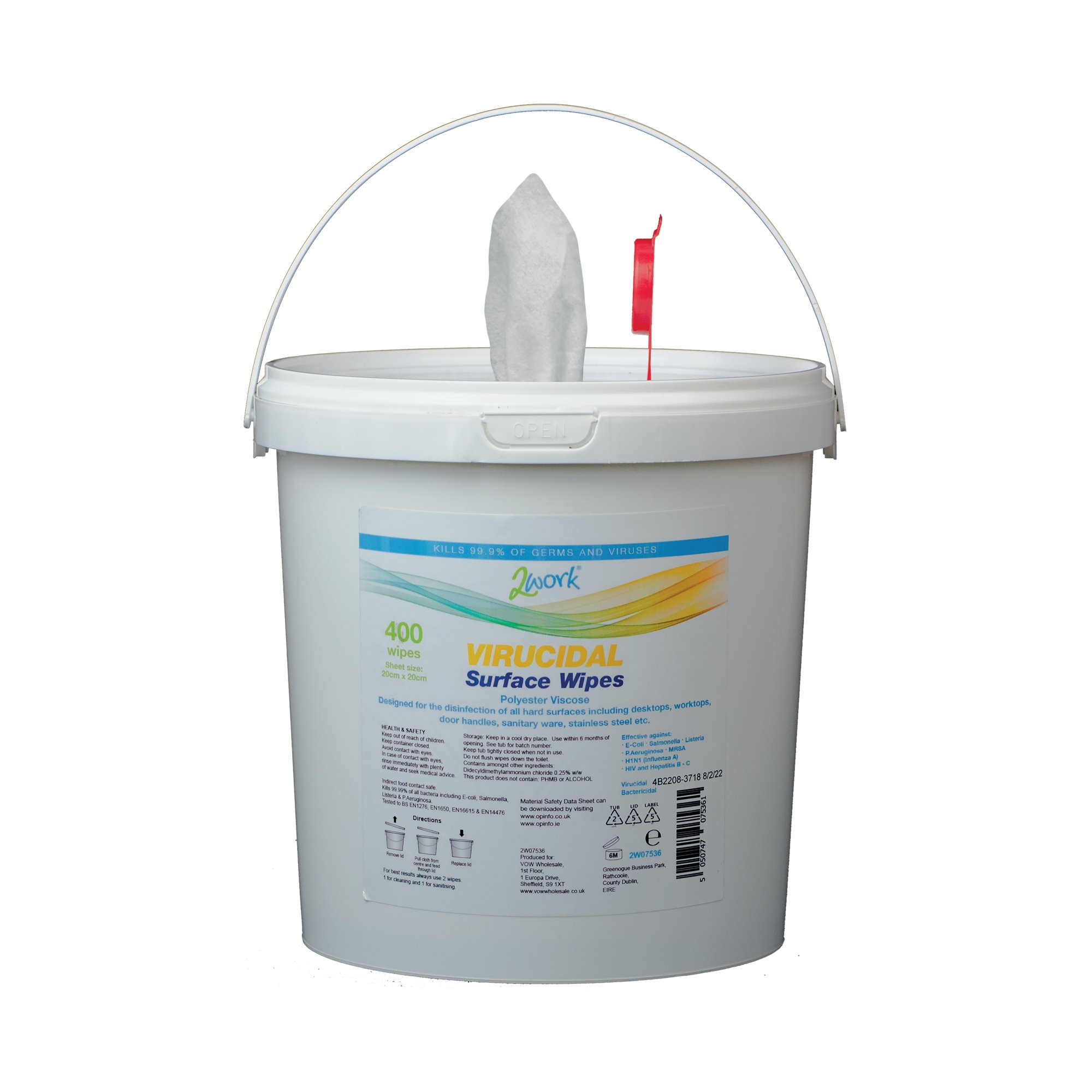 2WORK VIRUCIDAL SURFACE WIPES PK400